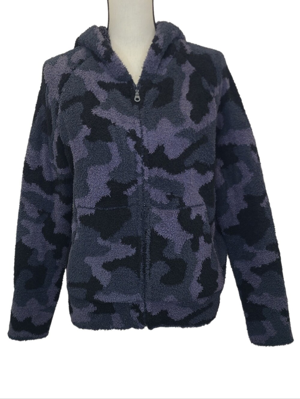 Barefoot Dreams CozyChic Hoodie Indigo Multi Camo Extra Small Oversized NWT